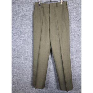 Vintage US Military Wool Serge Trousers Mens 31R Green Uniform Dress Pants 70s